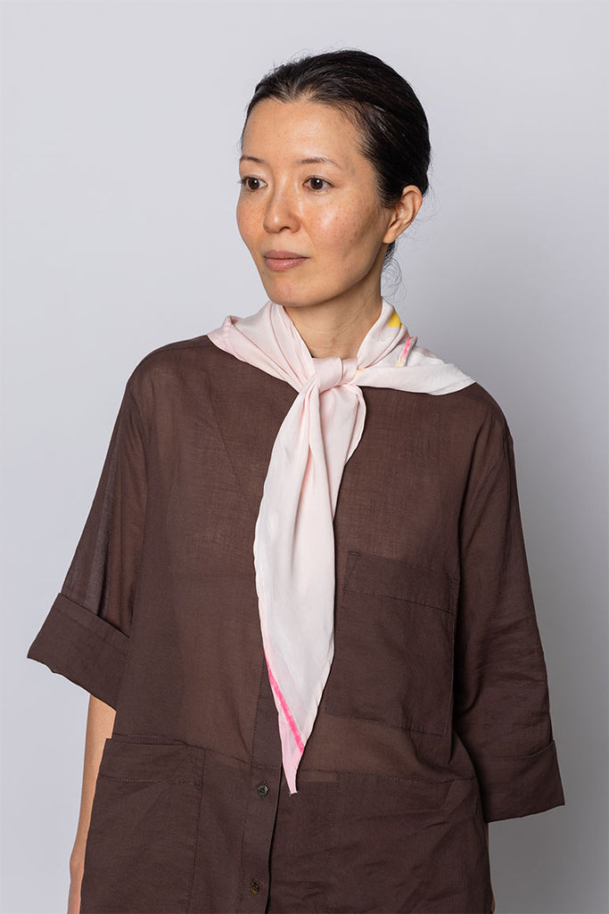 Hand Painted Scarf IV - Pink/White Wash/Yellow