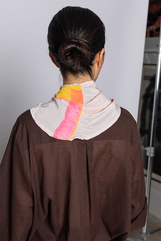 Hand Painted Scarf IV - Pink/White Wash/Yellow