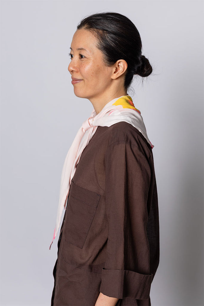 Hand Painted Scarf IV - Pink/White Wash/Yellow