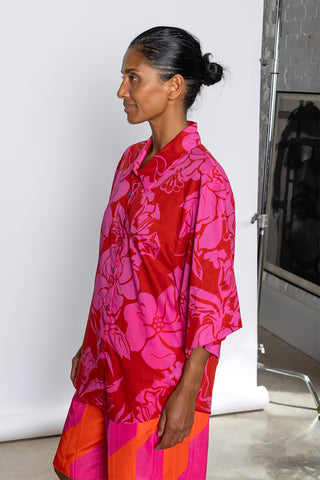 Hawaiian Floral Clea Shirt - Fuchsia