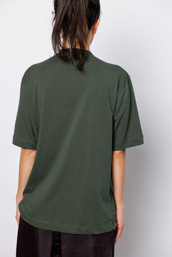 Hebitta Tie Neck T-Shirt - Dark Green