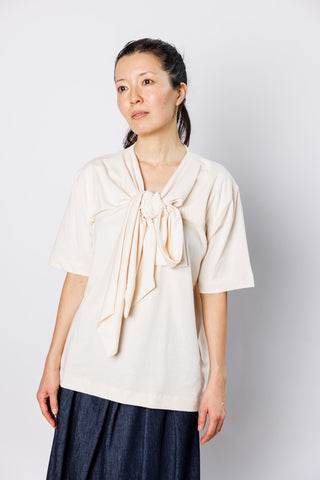 Hebitta Tie Neck T-Shirt - Ecru
