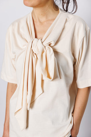 Hebitta Tie Neck T-Shirt - Ecru