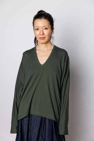 Hena Bis V-Neck T-Shirt - Dark Green