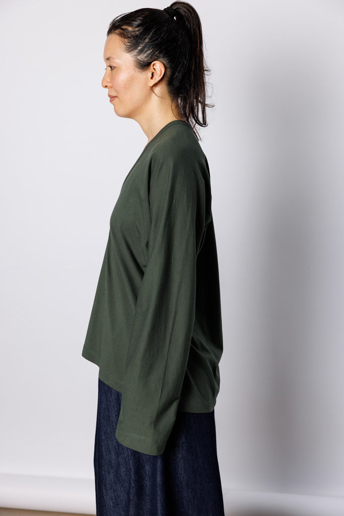 Hena Bis V-Neck T-Shirt - Dark Green