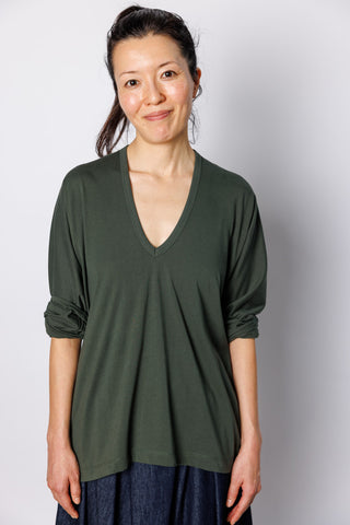 Hena Bis V-Neck T-Shirt - Dark Green