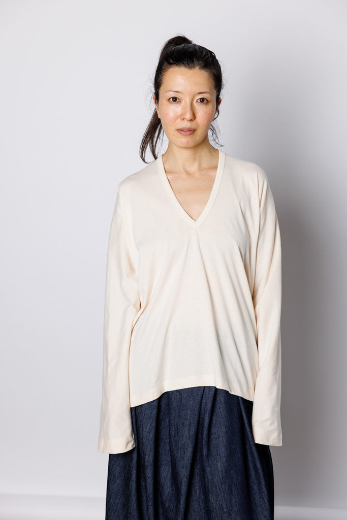 Hena Bis V-Neck T-Shirt - Ecru