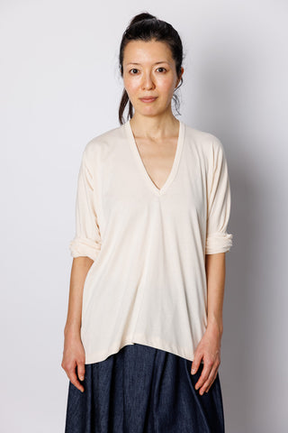 Hena Bis V-Neck T-Shirt - Ecru