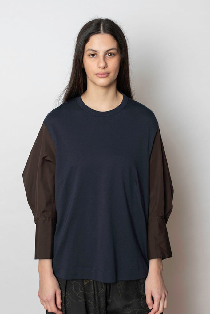 Heris T-Shirt - Navy/Brown