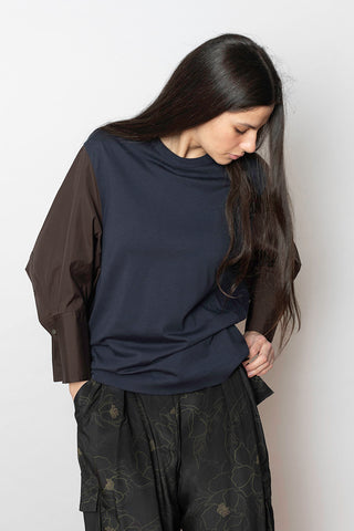 Heris T-Shirt - Navy/Brown