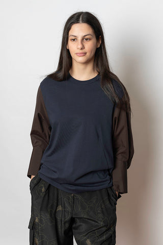 Heris T-Shirt - Navy/Brown