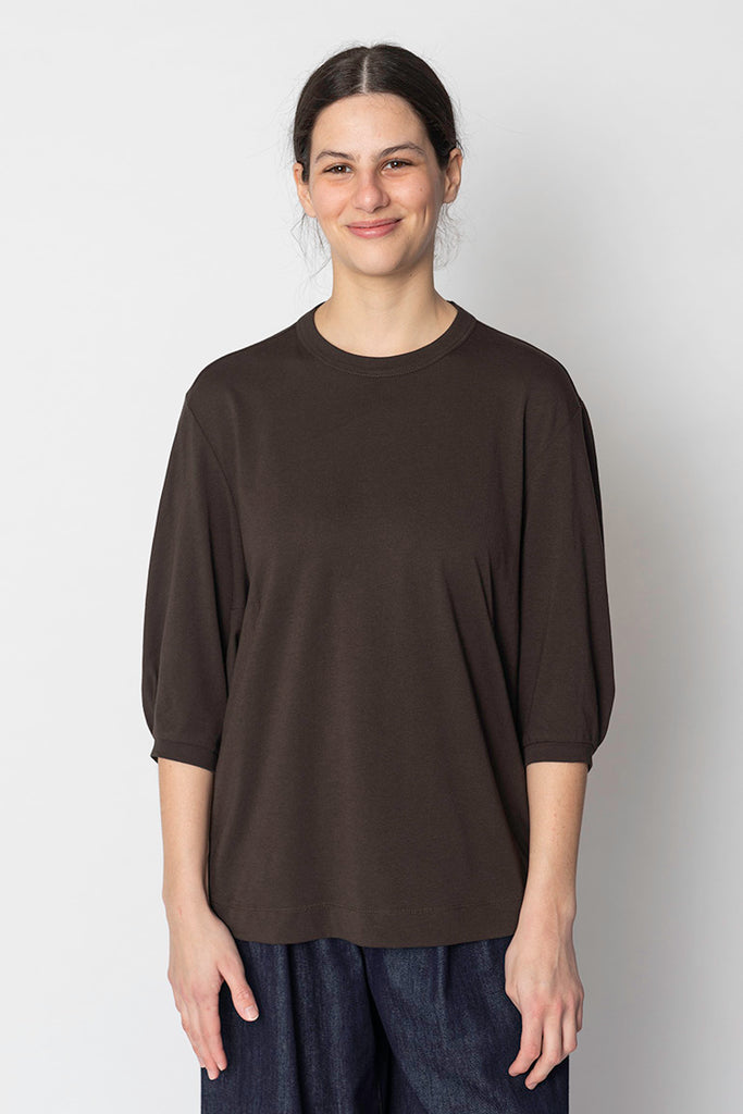 Herissa Balloon Sleeve T-Shirt - Brown