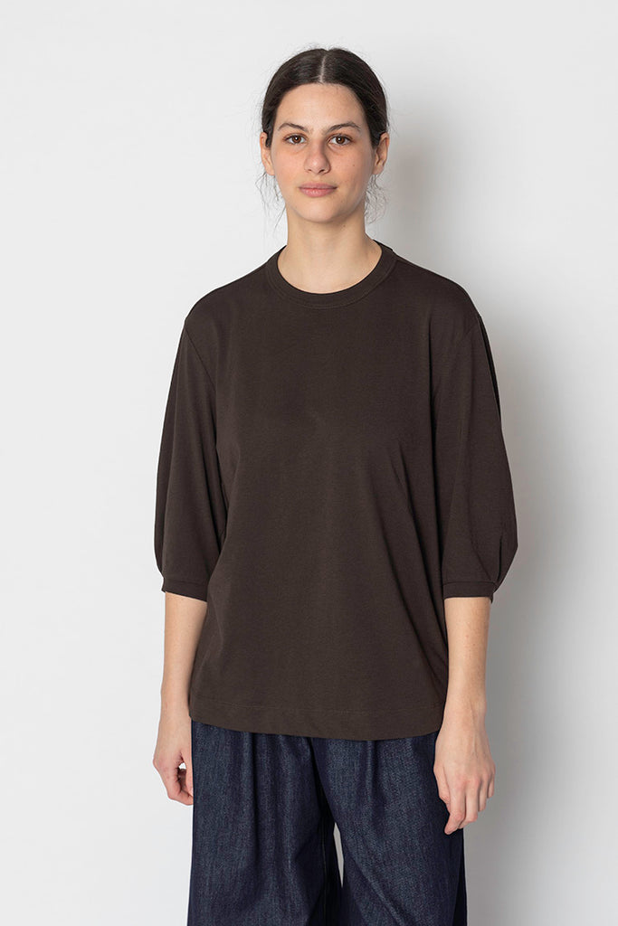 Herissa Balloon Sleeve T-Shirt - Brown