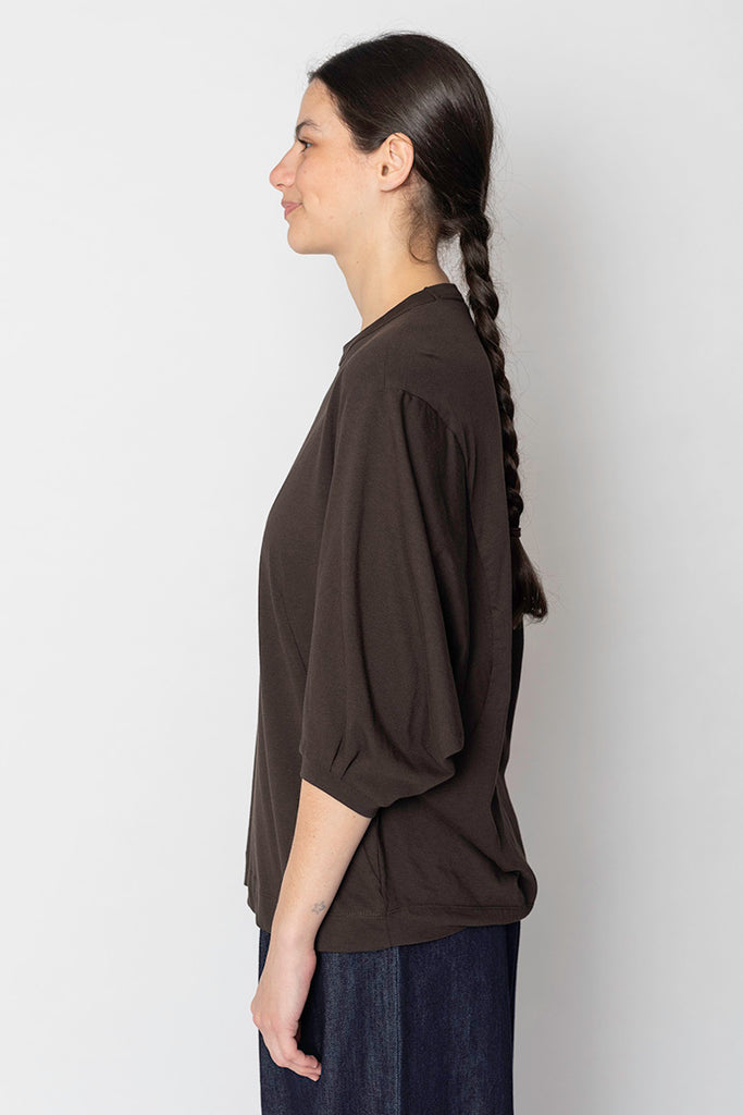 Herissa Balloon Sleeve T-Shirt - Brown