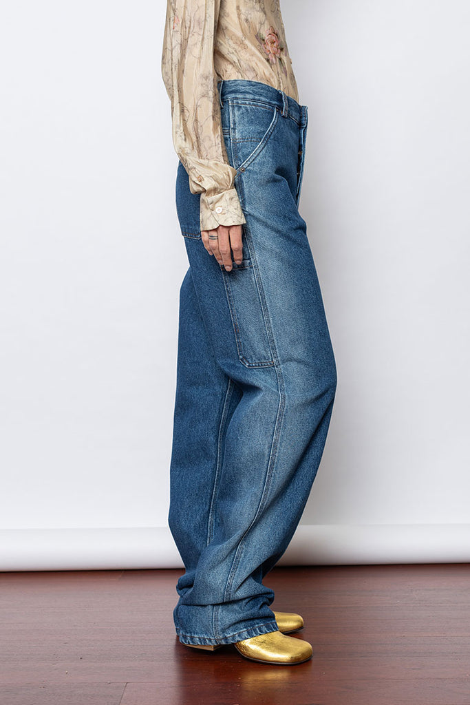 High Waist Side Pocket Jeans - Indigo