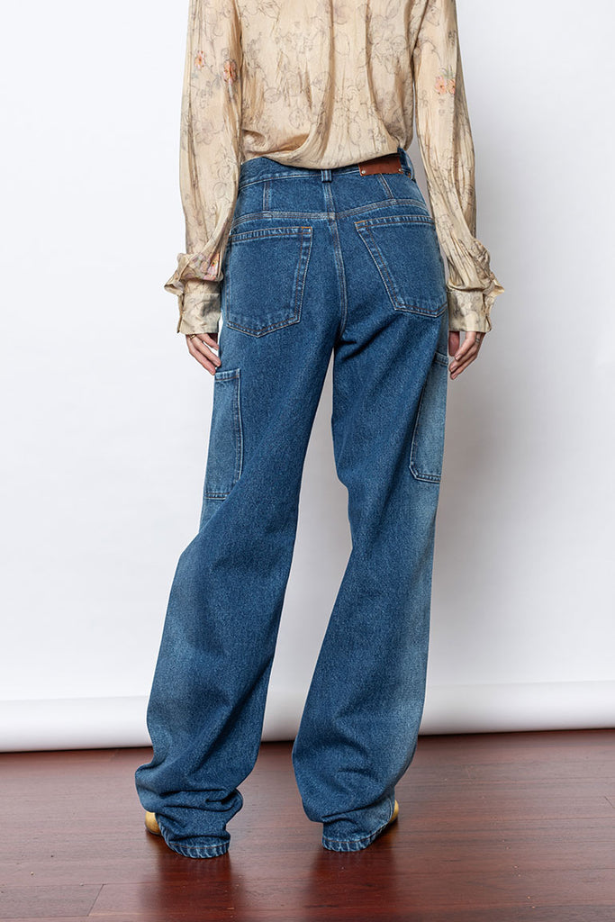High Waist Side Pocket Jeans - Indigo