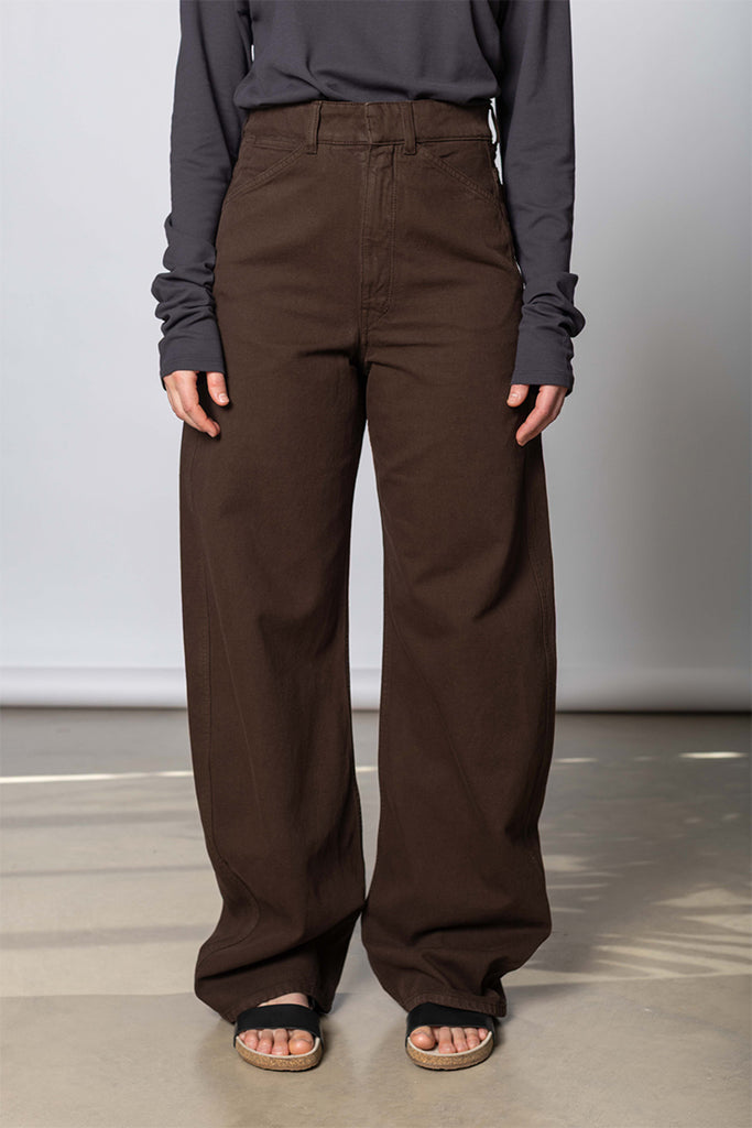 High Waisted Curved Pants - Ristretto