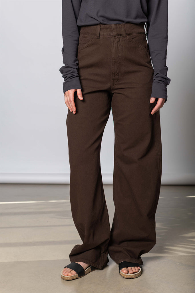 High Waisted Curved Pants - Ristretto