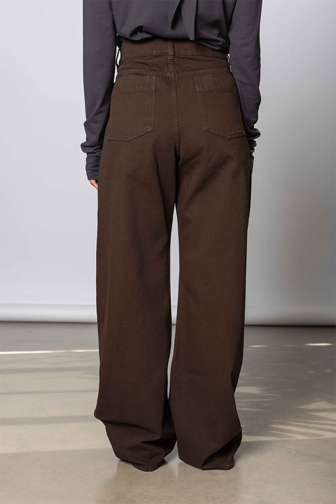 High Waisted Curved Pants - Ristretto