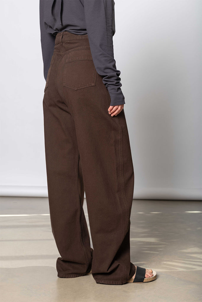 High Waisted Curved Pants - Ristretto
