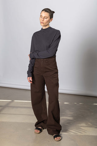 High Waisted Curved Pants - Ristretto