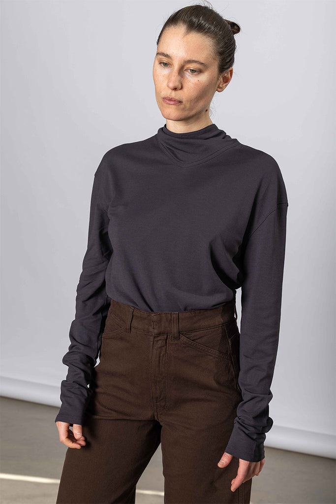 High Waisted Curved Pants - Ristretto