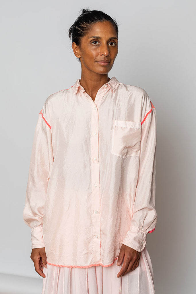 Highlighter Silk Twill Shirt - Pink/Multi