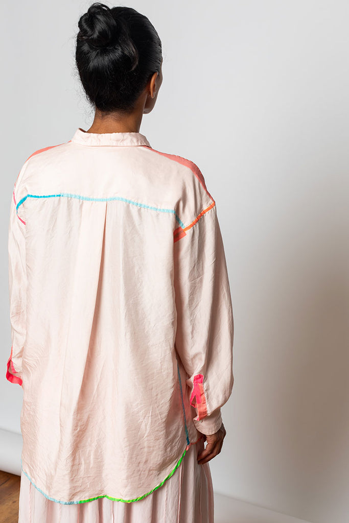 Highlighter Silk Twill Shirt - Pink/Multi