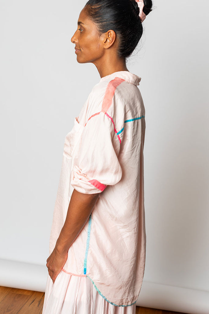 Highlighter Silk Twill Shirt - Pink/Multi