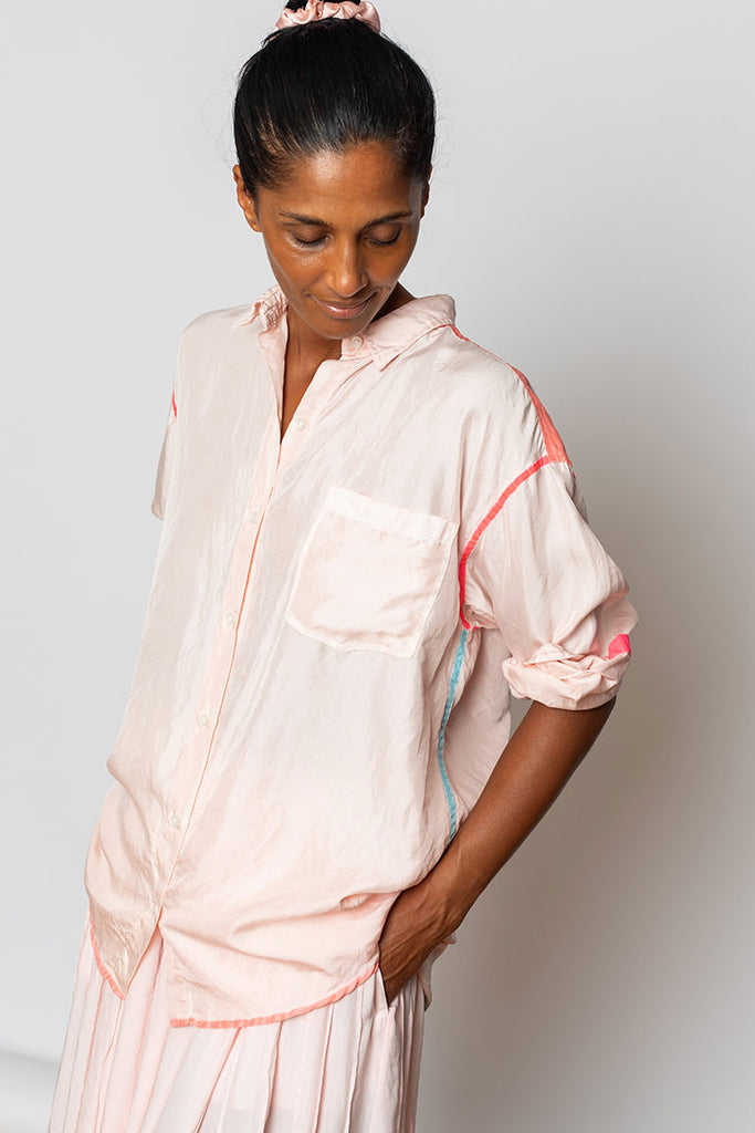 Highlighter Silk Twill Shirt - Pink/Multi