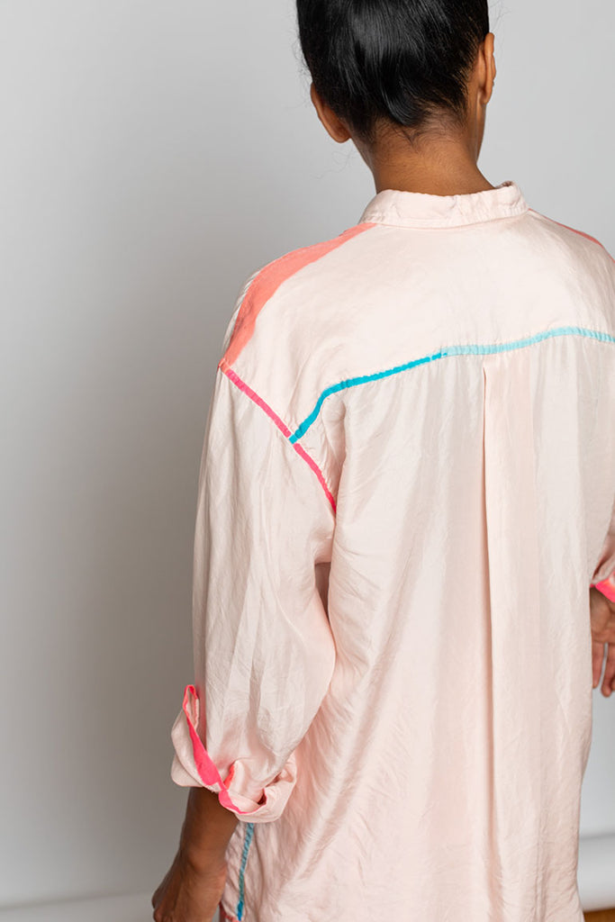 Highlighter Silk Twill Shirt - Pink/Multi