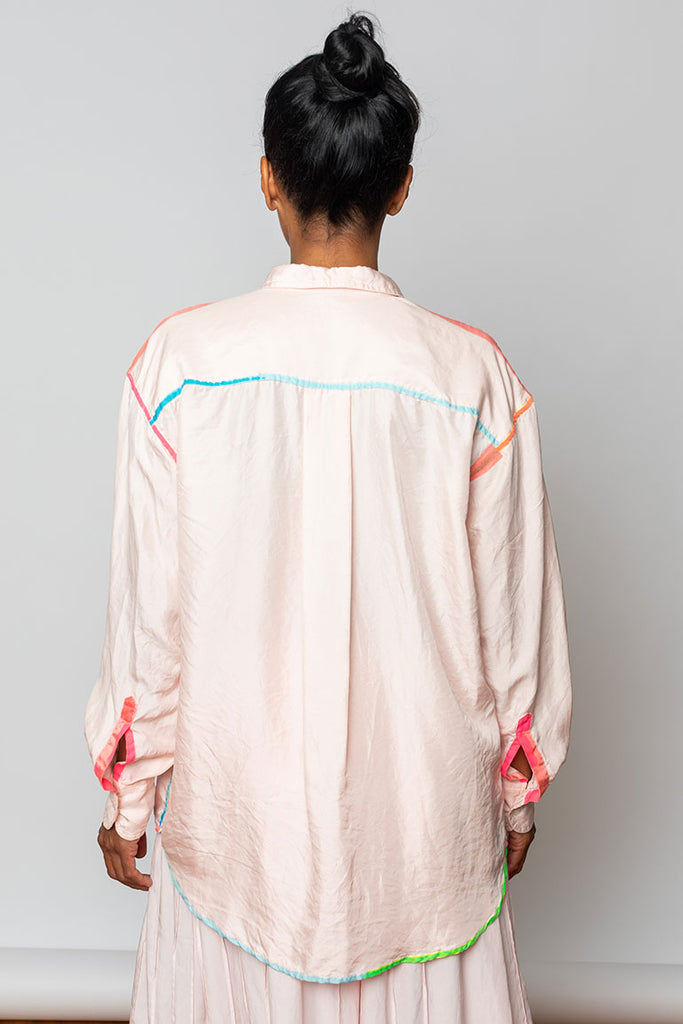 Highlighter Silk Twill Shirt - Pink/Multi