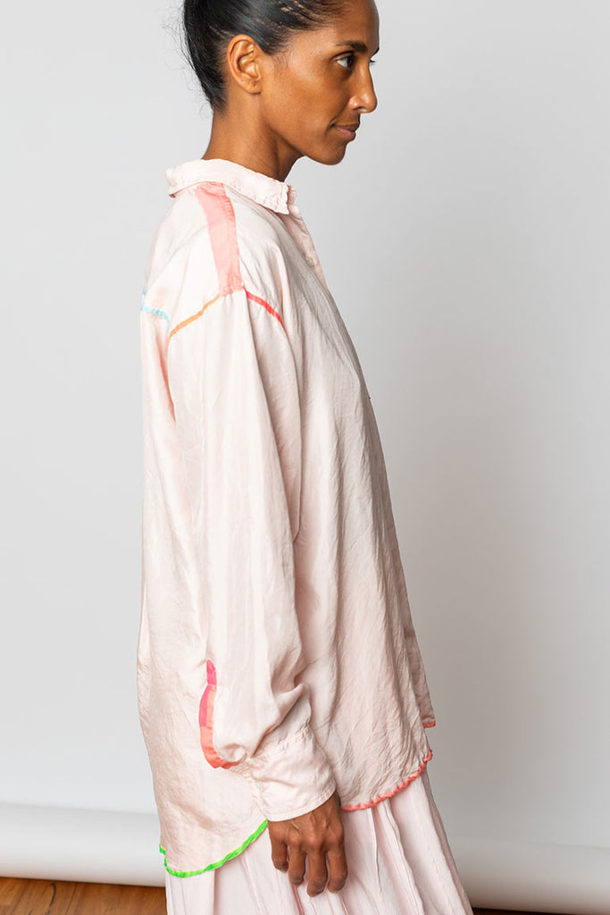 Highlighter Silk Twill Shirt - Pink/Multi