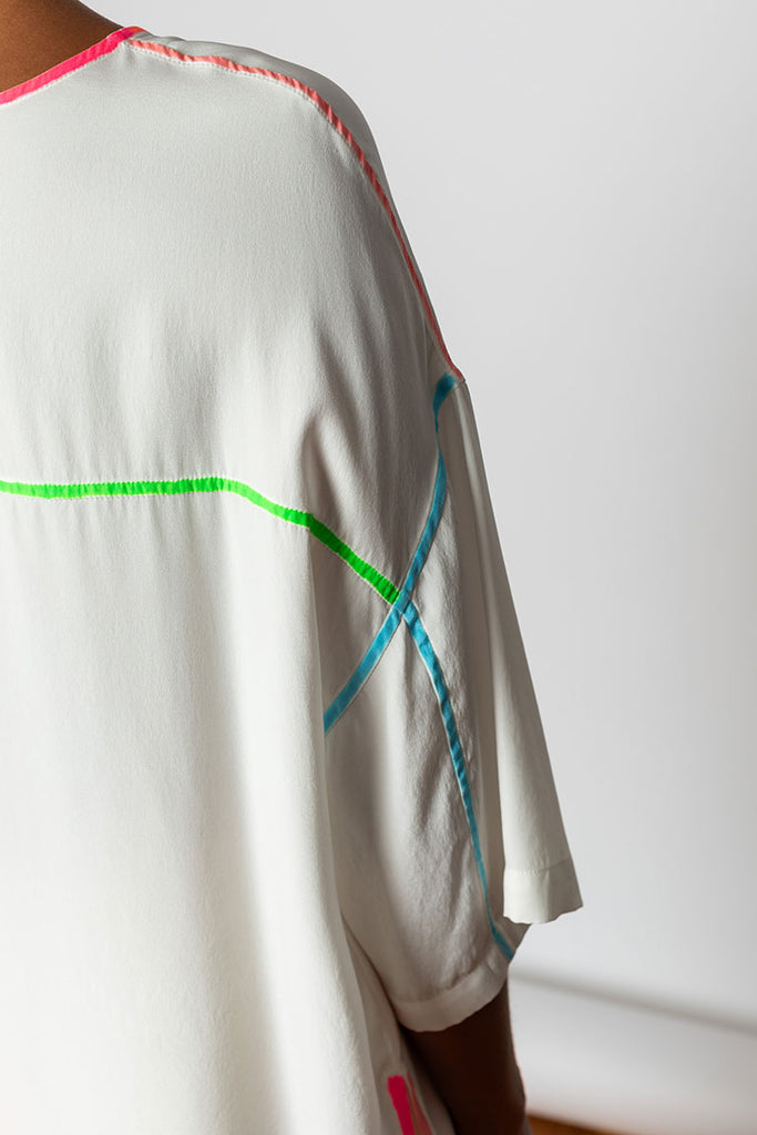 Highlighter Silk T-Shirt - White/Multi