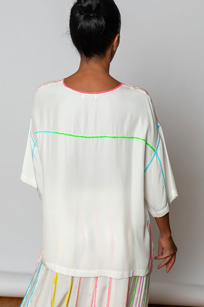 Highlighter Silk T-Shirt - White/Multi