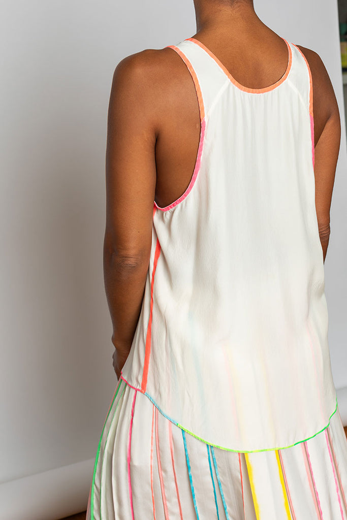 Highlighter Silk Tank - White/Multi