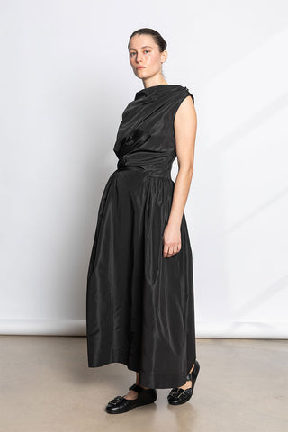 Hip Detail Draped Dress - Black