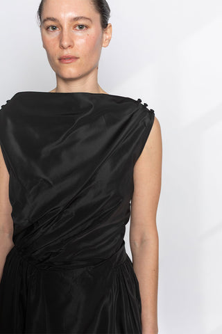Hip Detail Draped Dress - Black