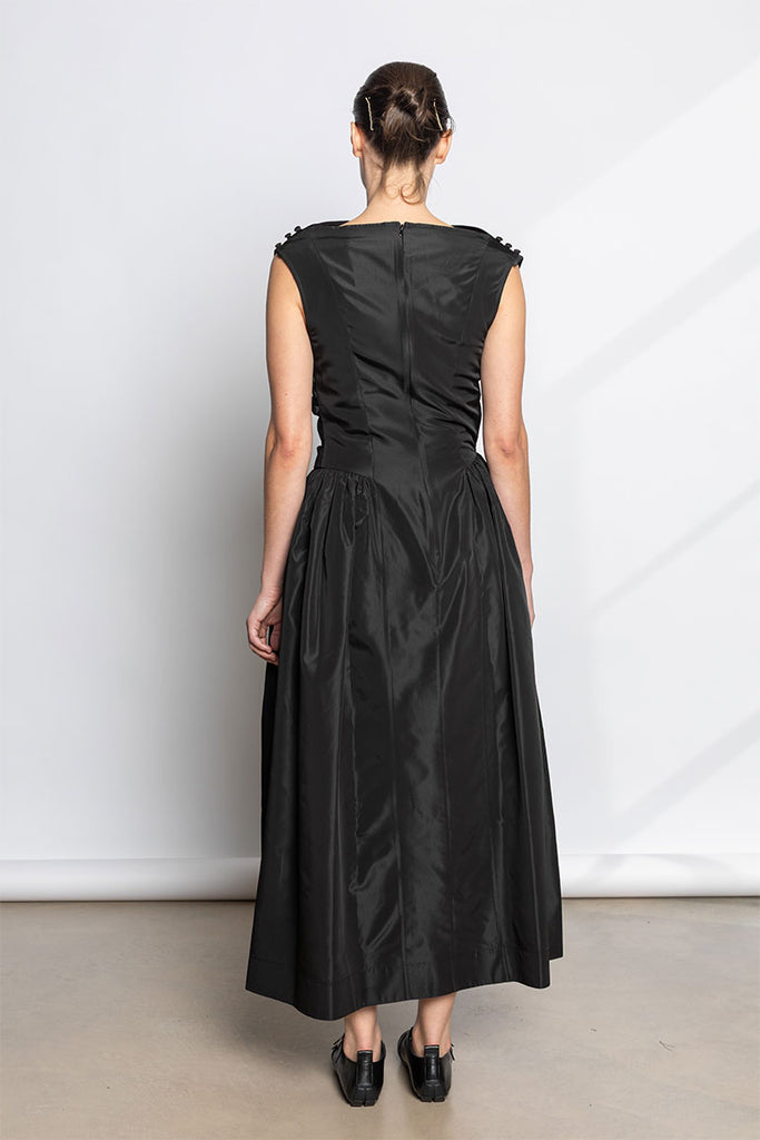Hip Detail Draped Dress - Black