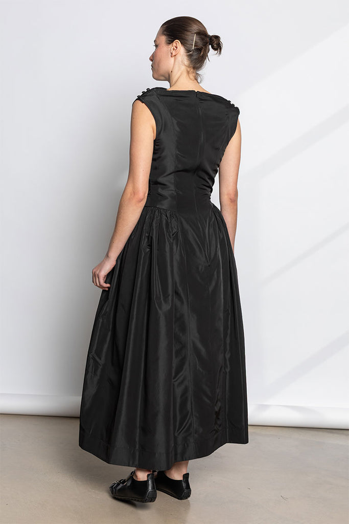 Hip Detail Draped Dress - Black
