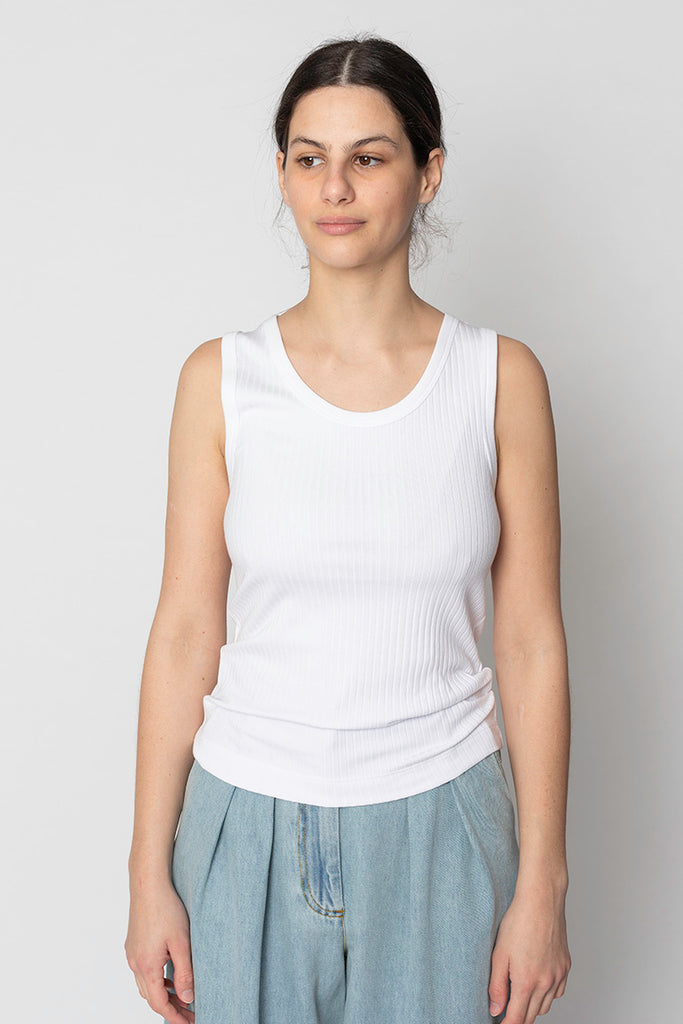 Home Rib Tank Top - White