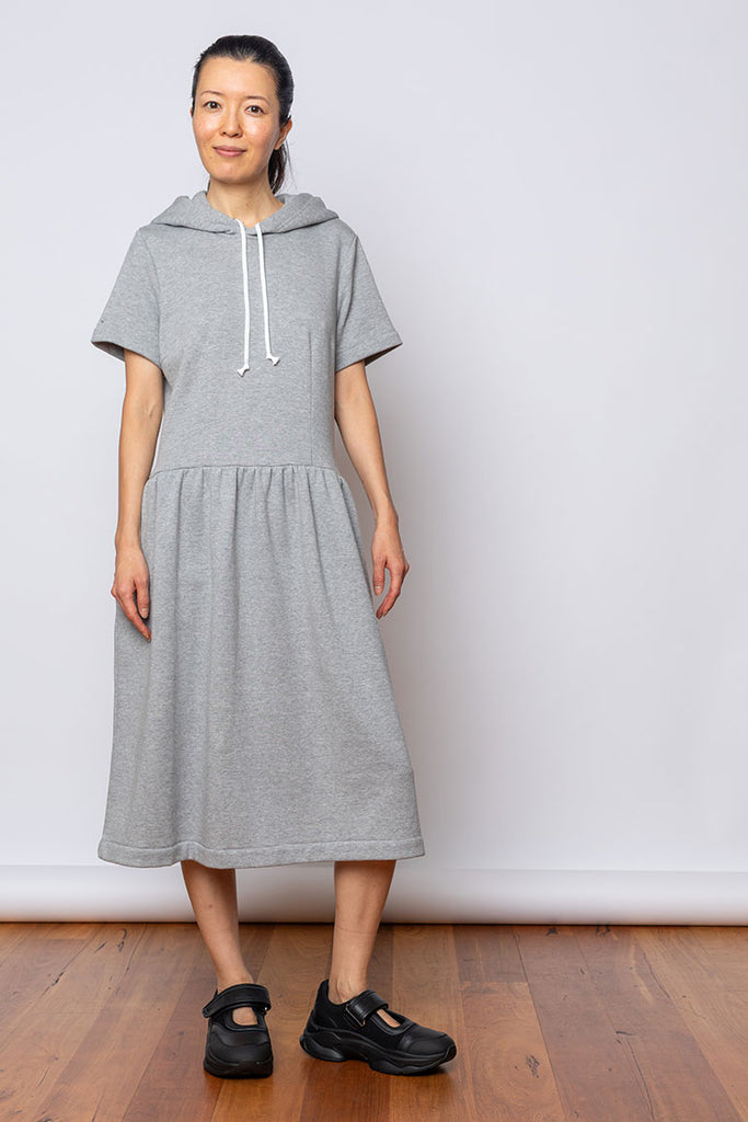 Hooded Sweatshirt Dress - Grey Marle