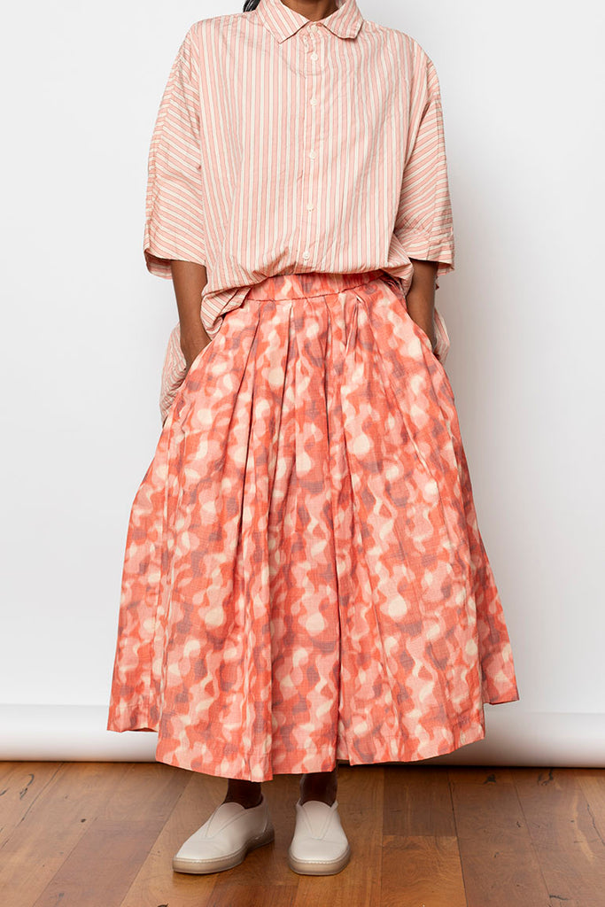 Ikat Double Rideau Skirt - Coral