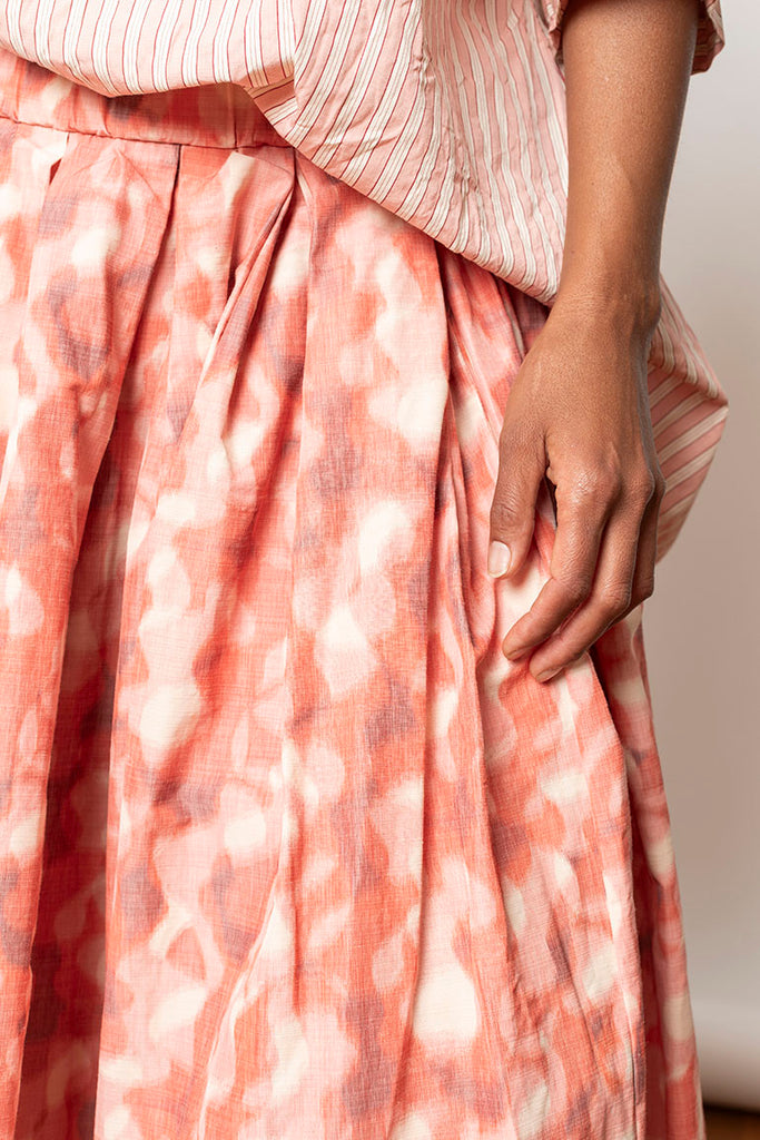 Ikat Double Rideau Skirt - Coral