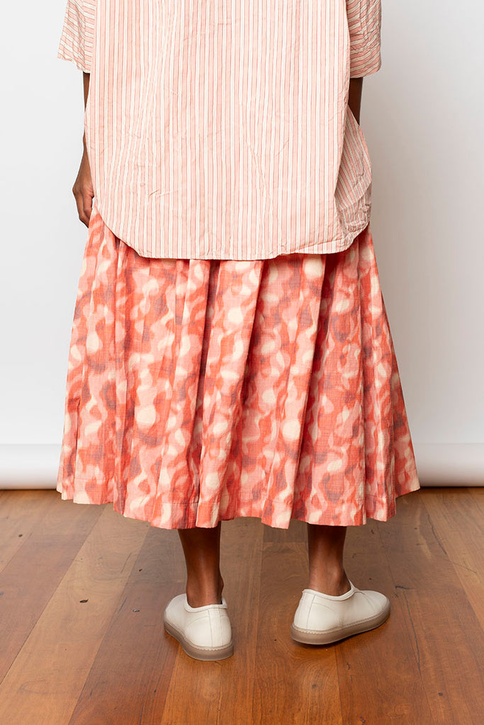 Ikat Double Rideau Skirt - Coral