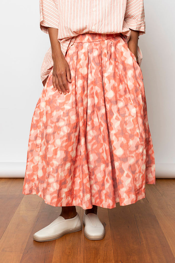 Ikat Double Rideau Skirt - Coral