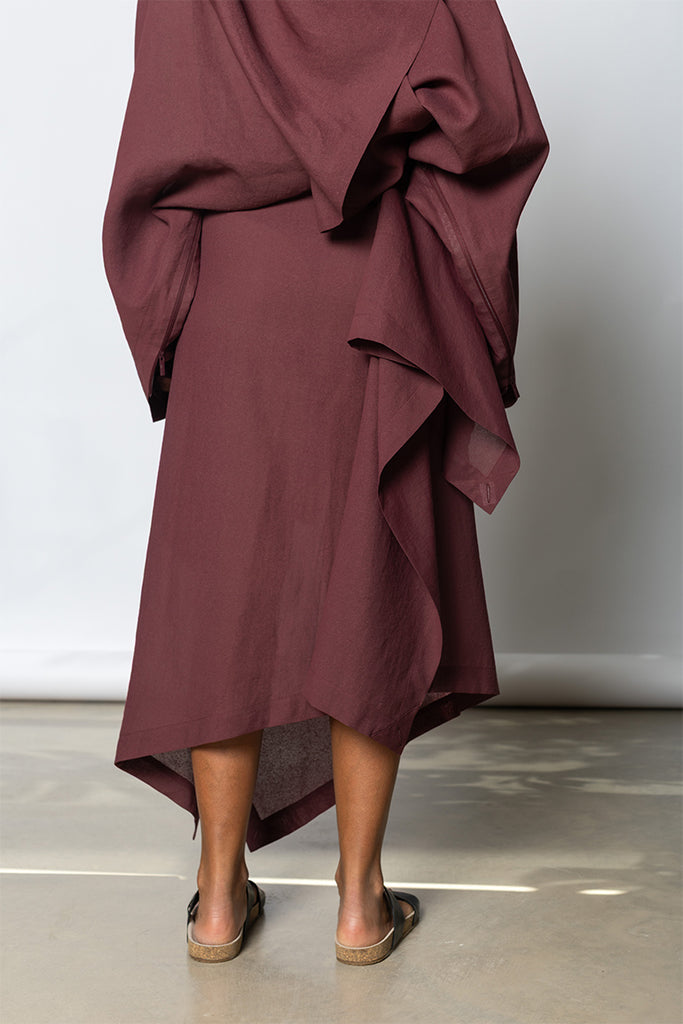 Issey Miyake. All Squares Skirt. Maroon layered skirt. 