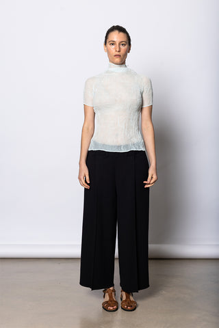 Chiffon Twist Short Sleeve Top - Light Blue