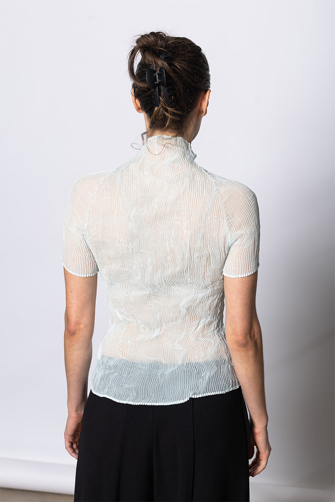 Chiffon Twist Short Sleeve Top - Light Blue