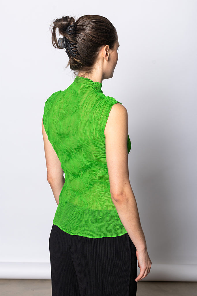 Chiffon Twist Sleeveless Top - Green